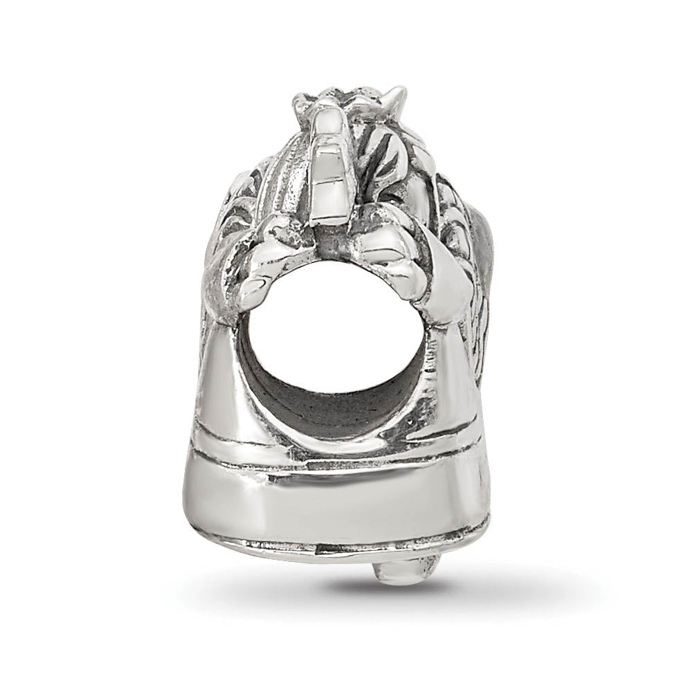 Alternate view of the Christmas Angel Bead Charm in Antiqued Sterling Silver by The Black Bow Jewelry Co.