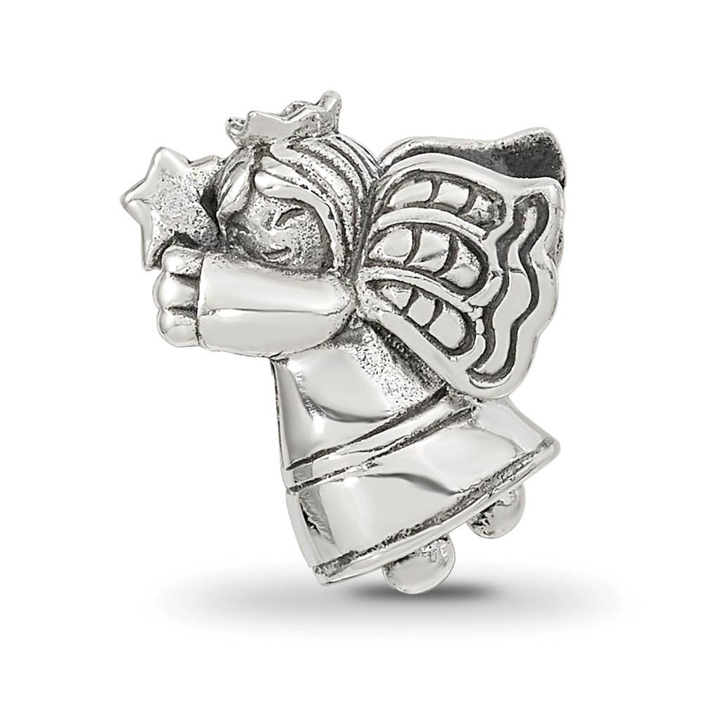 Alternate view of the Christmas Angel Bead Charm in Antiqued Sterling Silver by The Black Bow Jewelry Co.