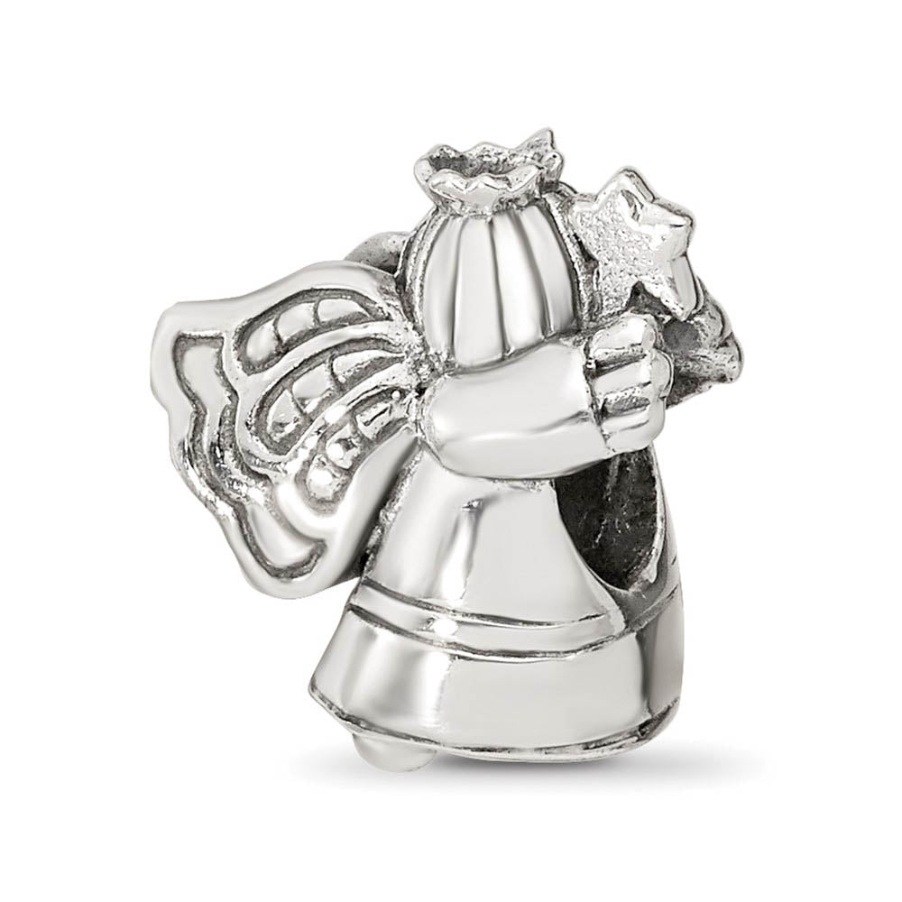 Alternate view of the Christmas Angel Bead Charm in Antiqued Sterling Silver by The Black Bow Jewelry Co.