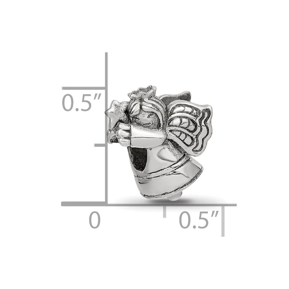 Alternate view of the Christmas Angel Bead Charm in Antiqued Sterling Silver by The Black Bow Jewelry Co.