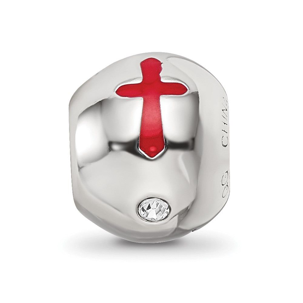 Alternate view of the Sterling Silver, Enameled &amp; Crystal Cross Faith Hope Love Bead Charm by The Black Bow Jewelry Co.