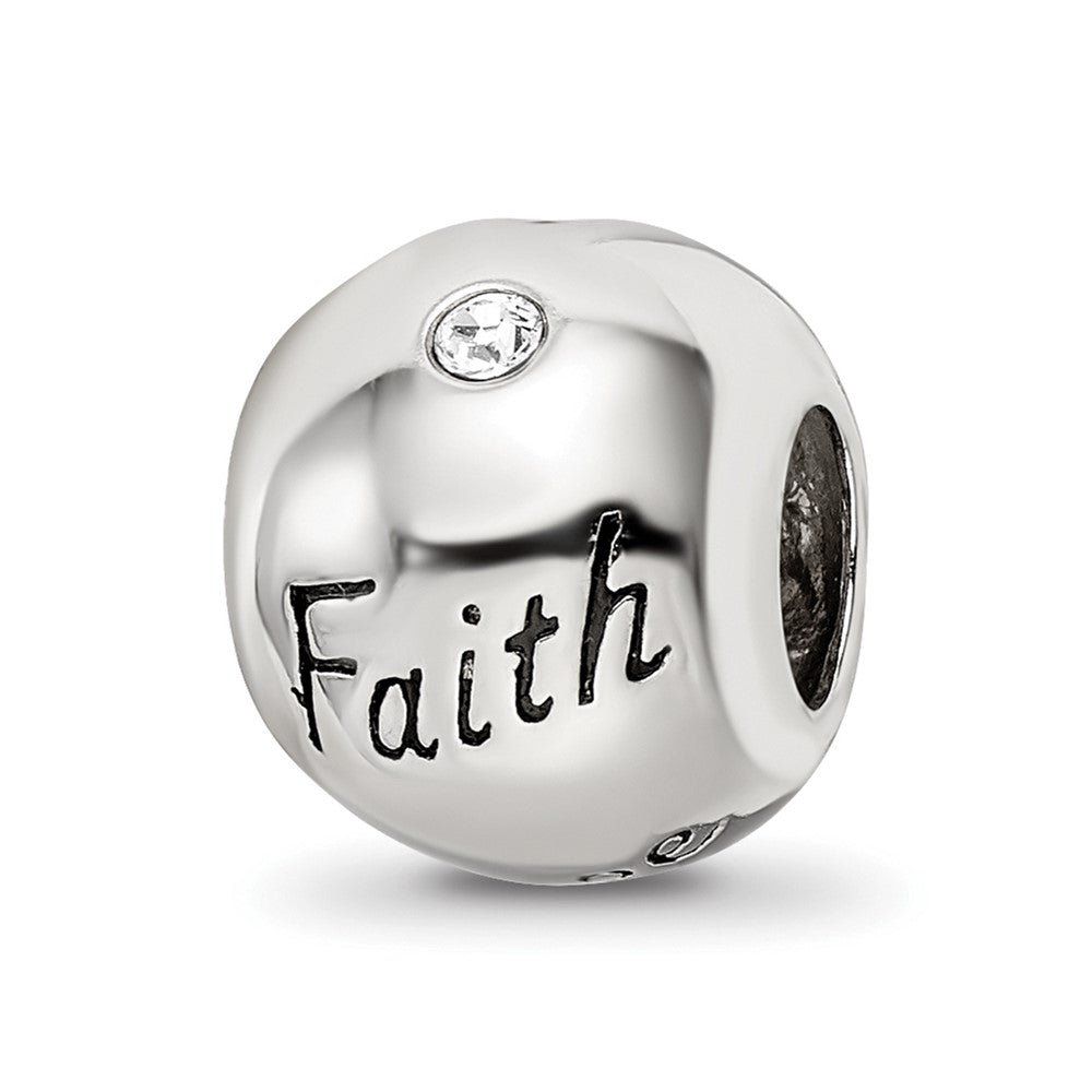 Alternate view of the Sterling Silver, Enameled &amp; Crystal Cross Faith Hope Love Bead Charm by The Black Bow Jewelry Co.