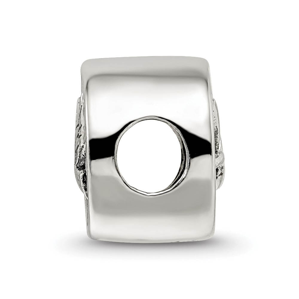 Alternate view of the Dove & Peace Sign Cylinder Bead Charm in Antiqued Sterling Silver by The Black Bow Jewelry Co.