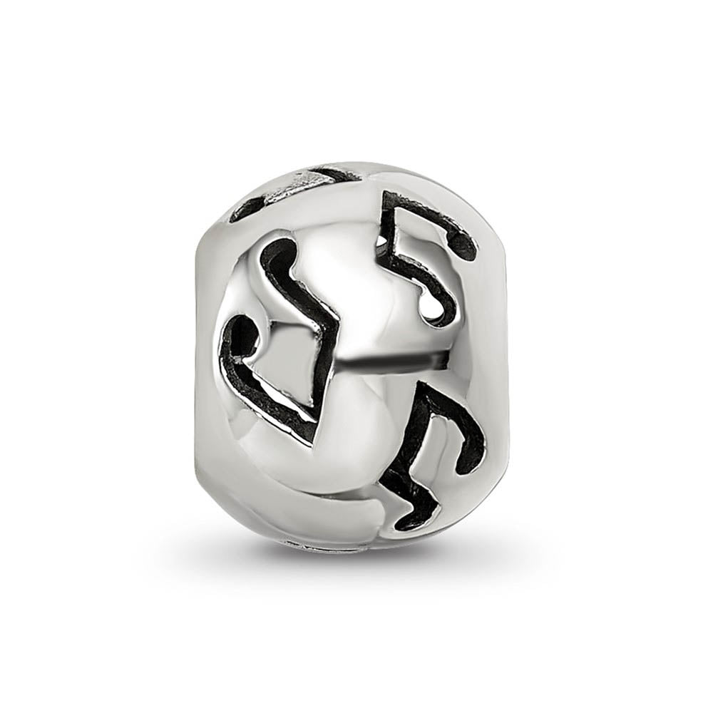 Alternate view of the Sterling Silver Cutout Music Notes Bead Charm by The Black Bow Jewelry Co.