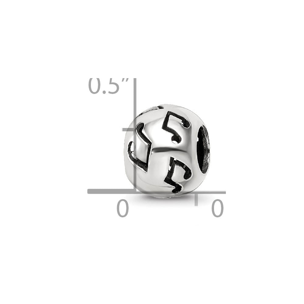 Alternate view of the Sterling Silver Cutout Music Notes Bead Charm by The Black Bow Jewelry Co.