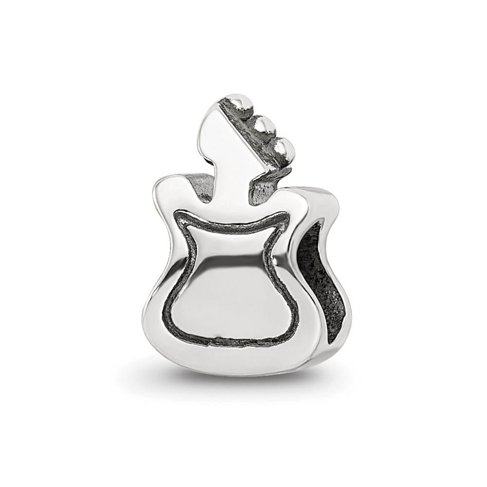 Alternate view of the Guitar Bead Charm in Antiqued Sterling Silver by The Black Bow Jewelry Co.