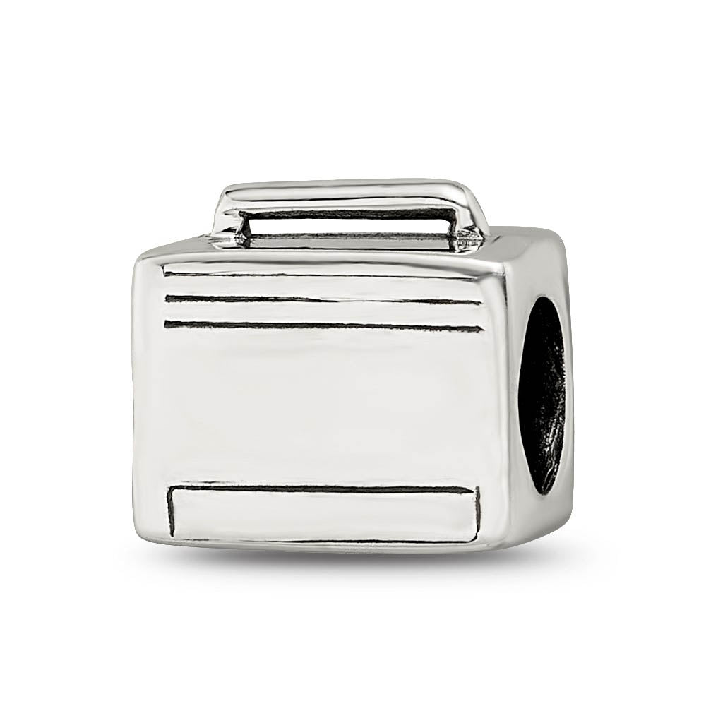 Alternate view of the Boombox Bead Charm in Antiqued Sterling Silver by The Black Bow Jewelry Co.