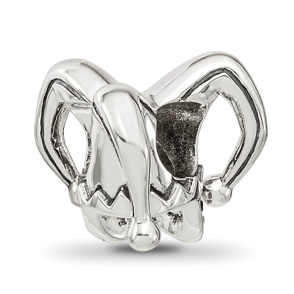 Alternate view of the Jester Mask Sterling Silver Bead Charm with Pink Crystals by The Black Bow Jewelry Co.