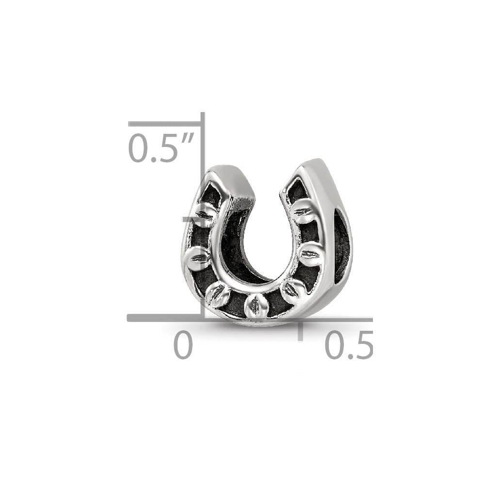Alternate view of the Sterling Silver Horseshoe Bead Charm by The Black Bow Jewelry Co.