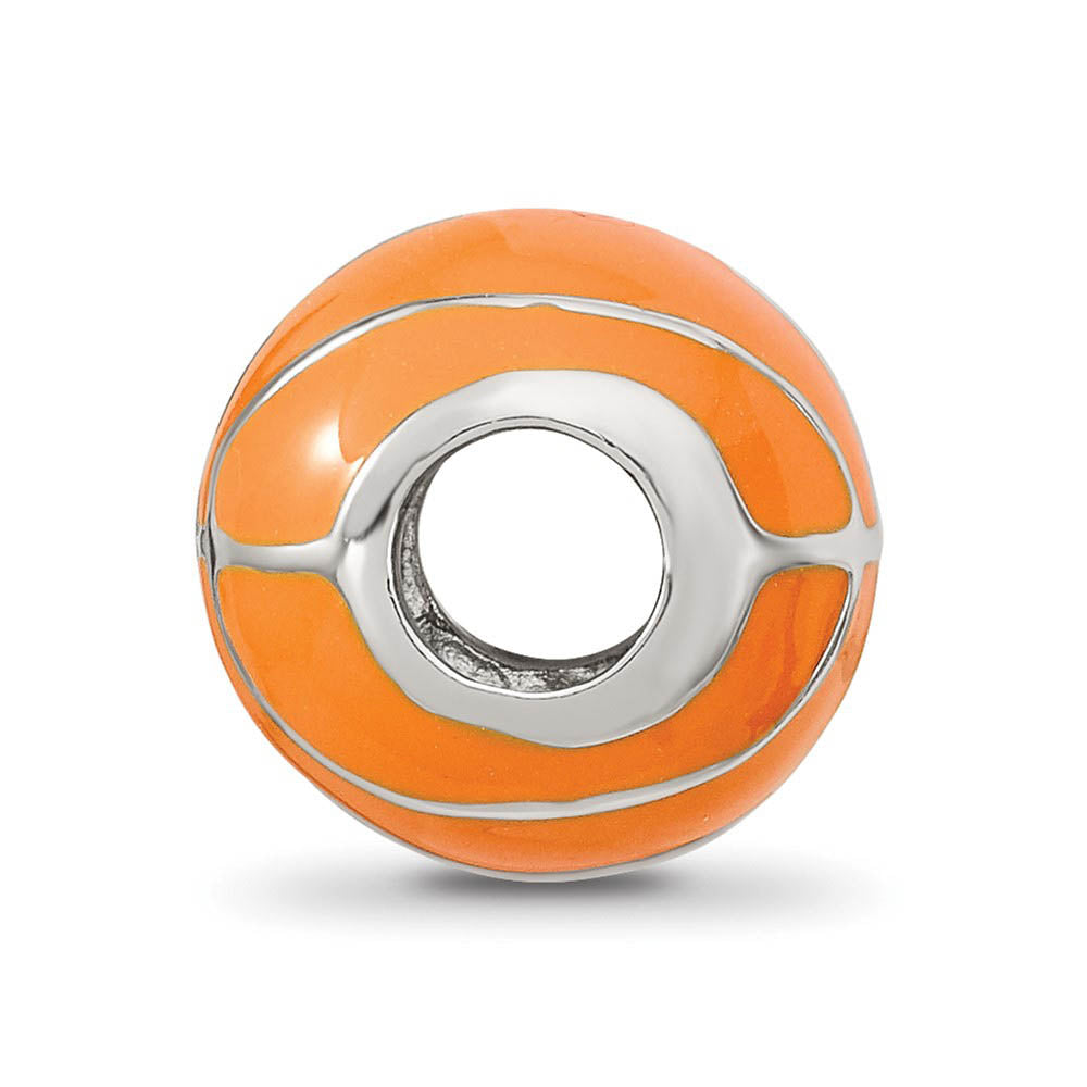 Alternate view of the Sterling Silver & Orange Enameled Basketball Bead Charm by The Black Bow Jewelry Co.