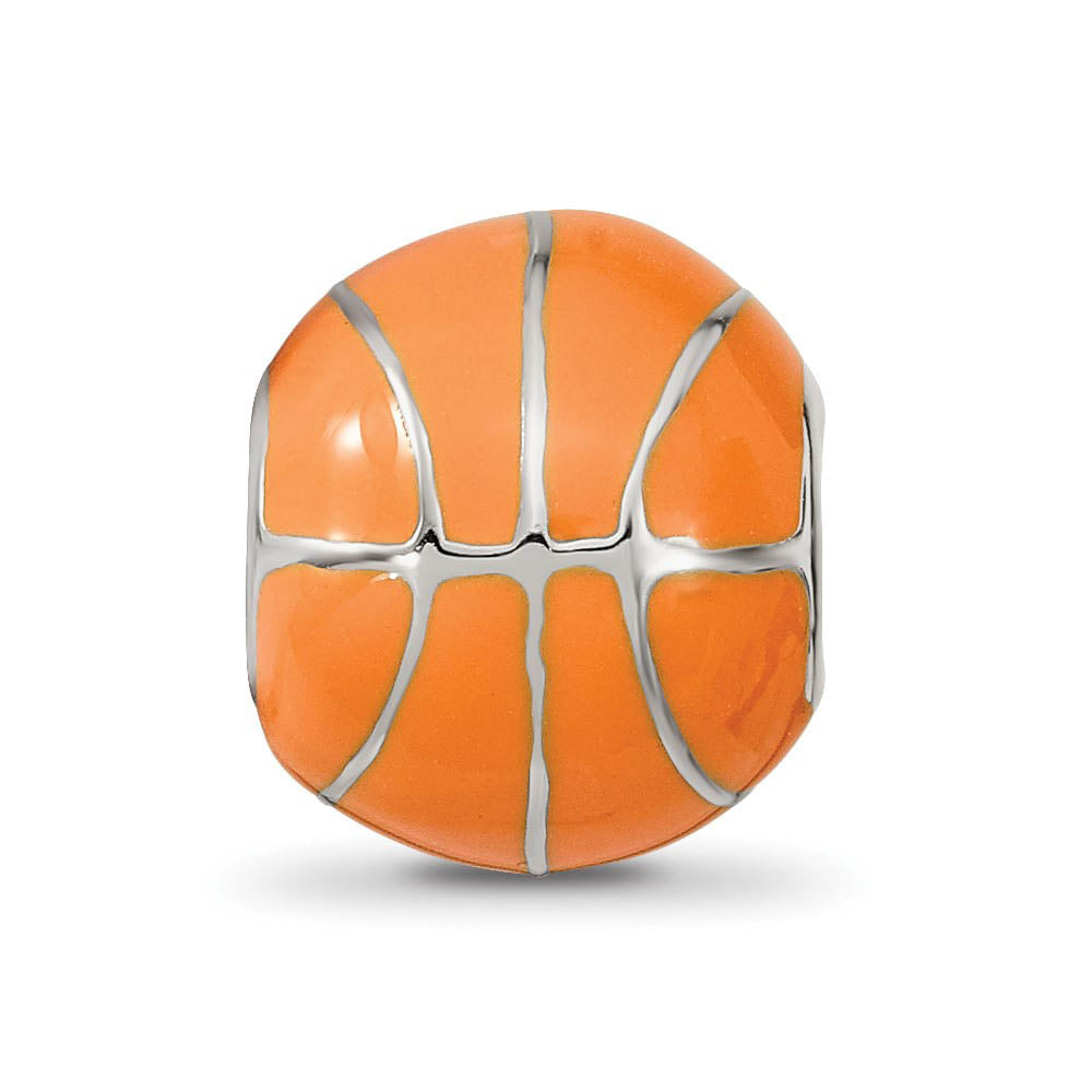 Alternate view of the Sterling Silver & Orange Enameled Basketball Bead Charm by The Black Bow Jewelry Co.