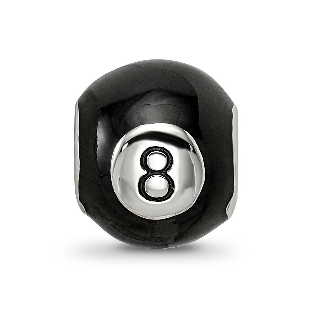 Alternate view of the Sterling Silver Black Enamel 8 Ball Bead Charm by The Black Bow Jewelry Co.
