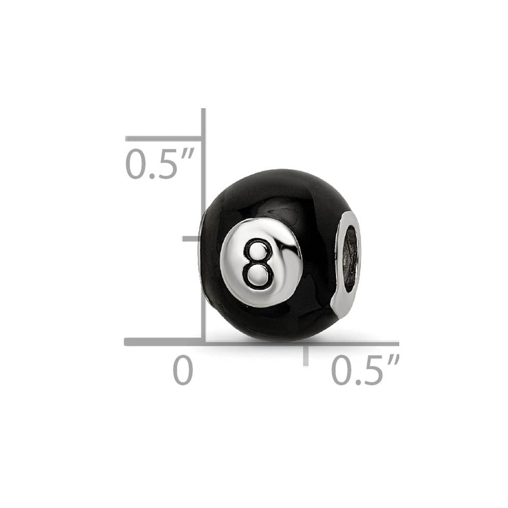 Alternate view of the Sterling Silver Black Enamel 8 Ball Bead Charm by The Black Bow Jewelry Co.