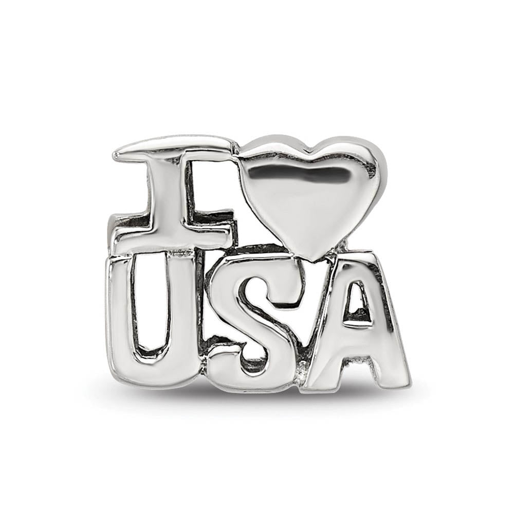Alternate view of the Sterling Silver I Heart USA Bead Charm by The Black Bow Jewelry Co.