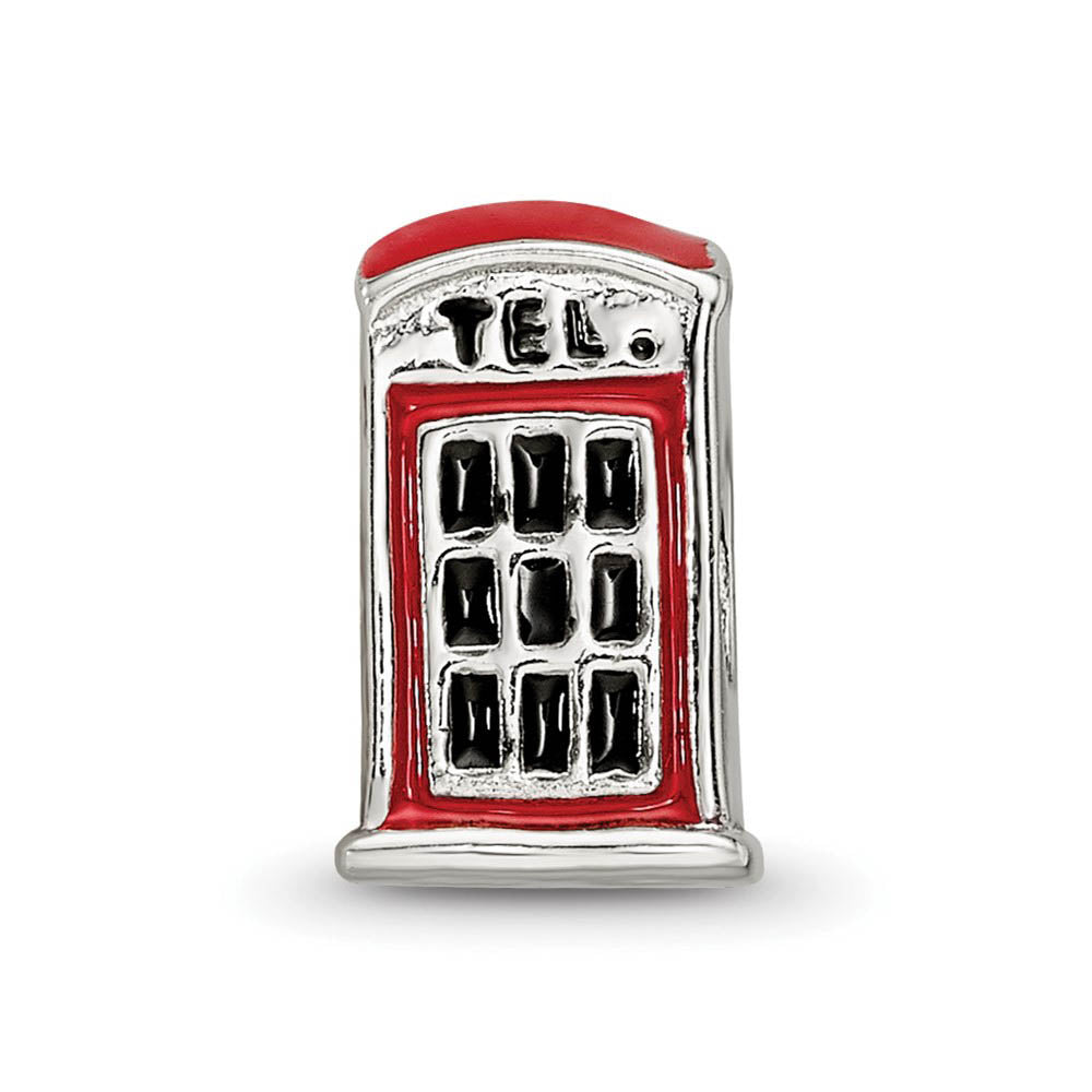 Alternate view of the Sterling Silver Red Enameled Telephone Booth Bead Charm by The Black Bow Jewelry Co.