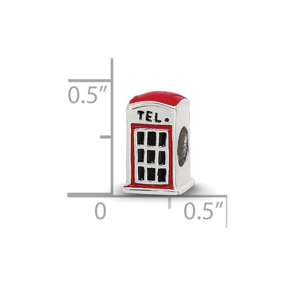 Alternate view of the Sterling Silver Red Enameled Telephone Booth Bead Charm by The Black Bow Jewelry Co.