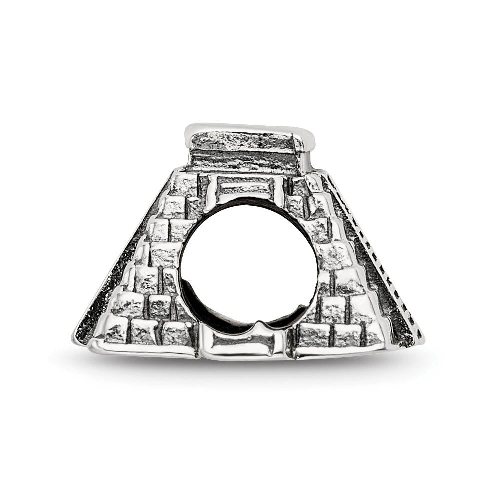 Alternate view of the 3D Chichen Itza Pyramid Bead Charm in Antiqued Sterling Silver by The Black Bow Jewelry Co.