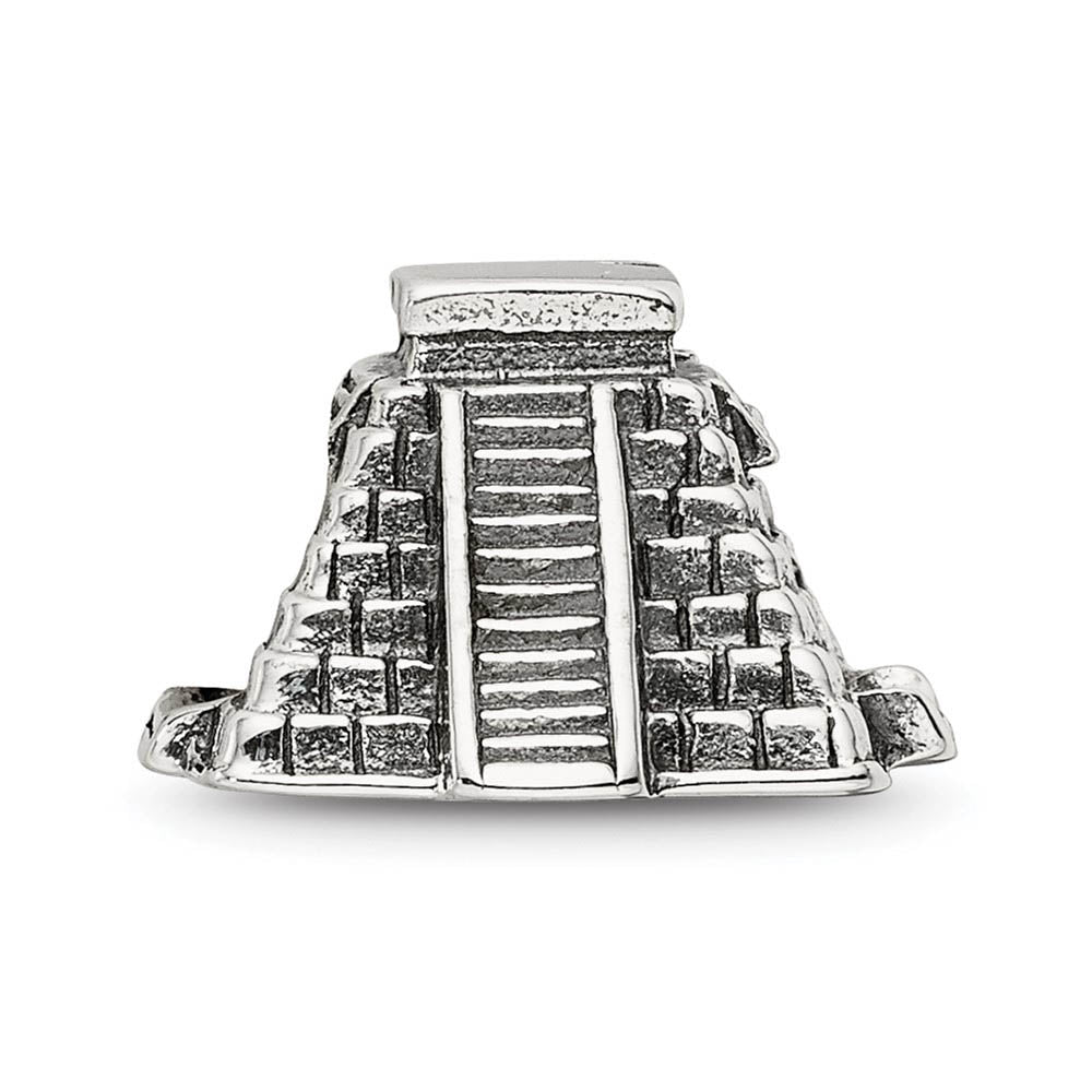 Alternate view of the 3D Chichen Itza Pyramid Bead Charm in Antiqued Sterling Silver by The Black Bow Jewelry Co.