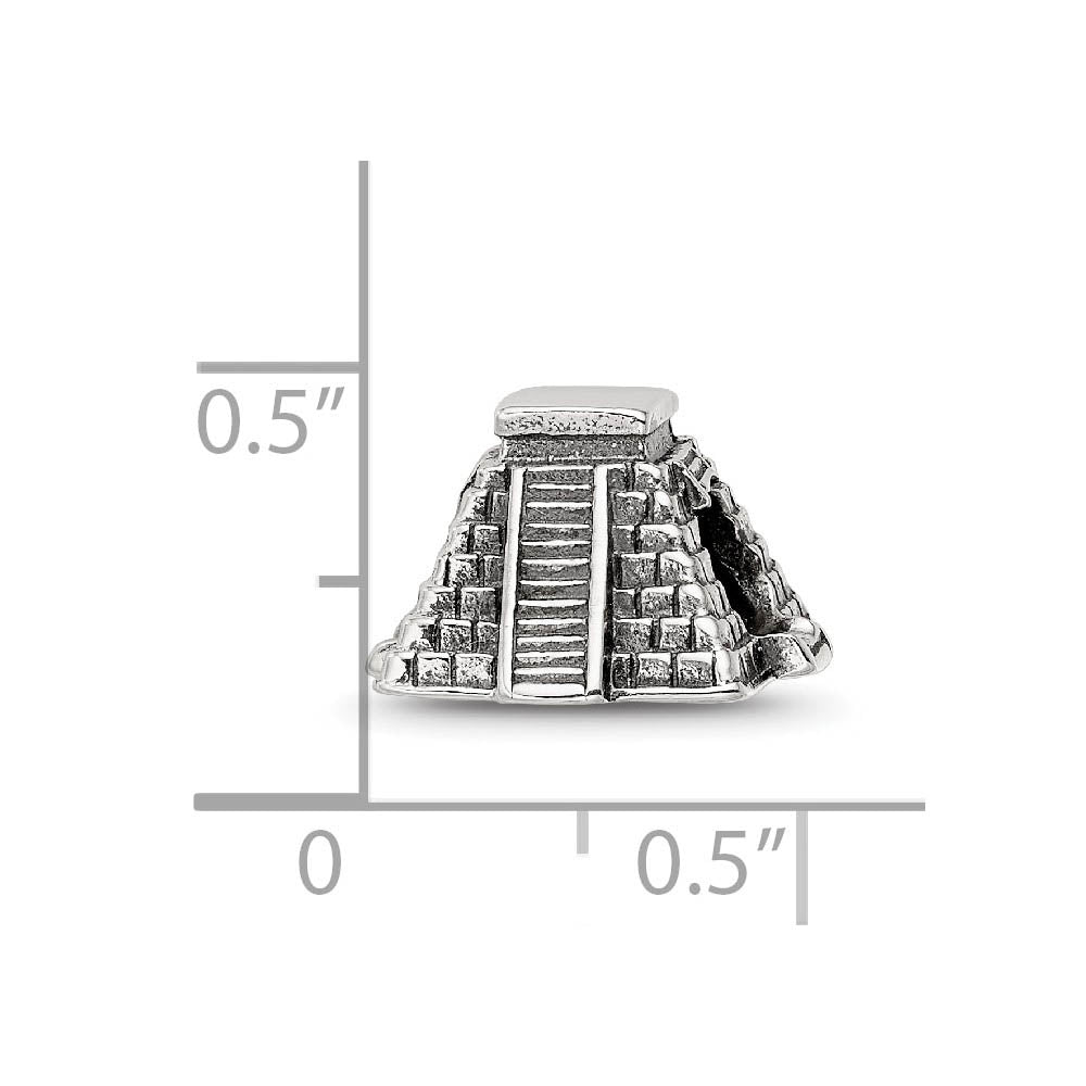 Alternate view of the 3D Chichen Itza Pyramid Bead Charm in Antiqued Sterling Silver by The Black Bow Jewelry Co.