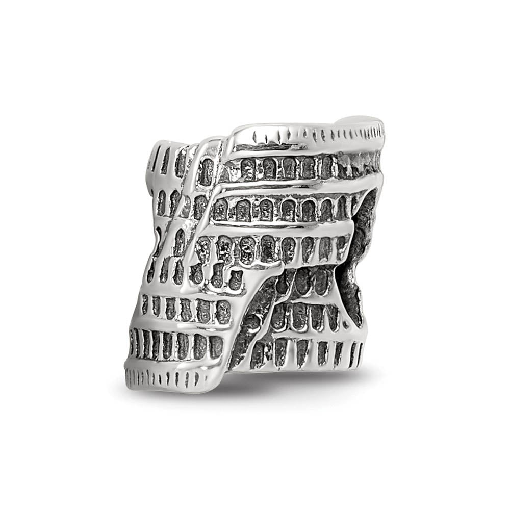 Alternate view of the 3D Colosseum Bead Charm in Antiqued Sterling Silver by The Black Bow Jewelry Co.