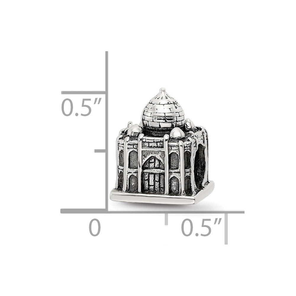 Alternate view of the Antiqued Sterling Silver 3D Taj Mahal Bead Charm by The Black Bow Jewelry Co.