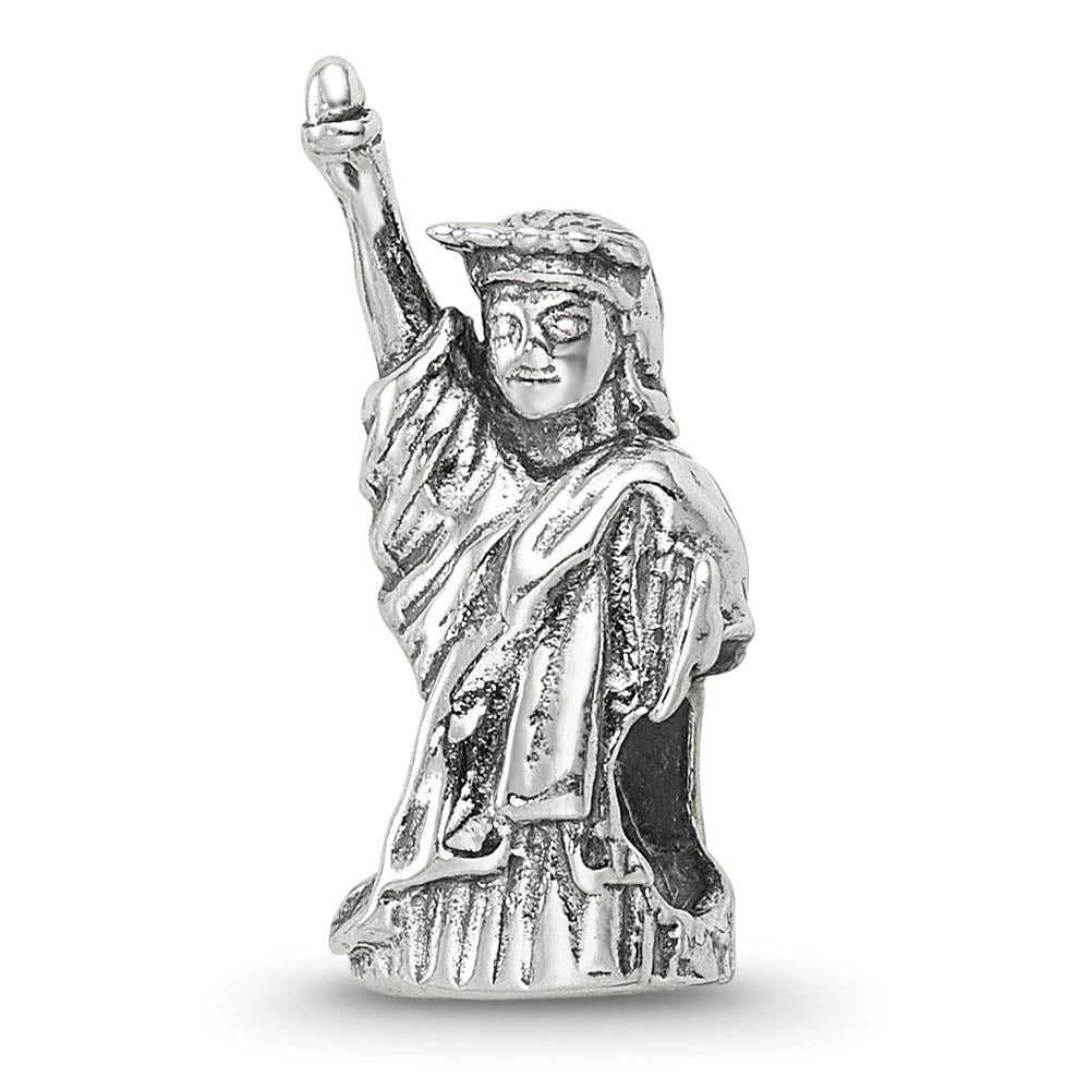 3D Statue of Liberty Bead Charm in Antiqued Sterling Silver, Item B12276 by The Black Bow Jewelry Co.