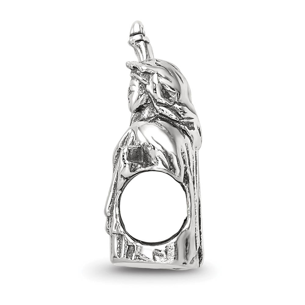 Alternate view of the 3D Statue of Liberty Bead Charm in Antiqued Sterling Silver by The Black Bow Jewelry Co.
