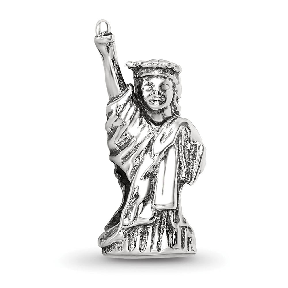 Alternate view of the 3D Statue of Liberty Bead Charm in Antiqued Sterling Silver by The Black Bow Jewelry Co.