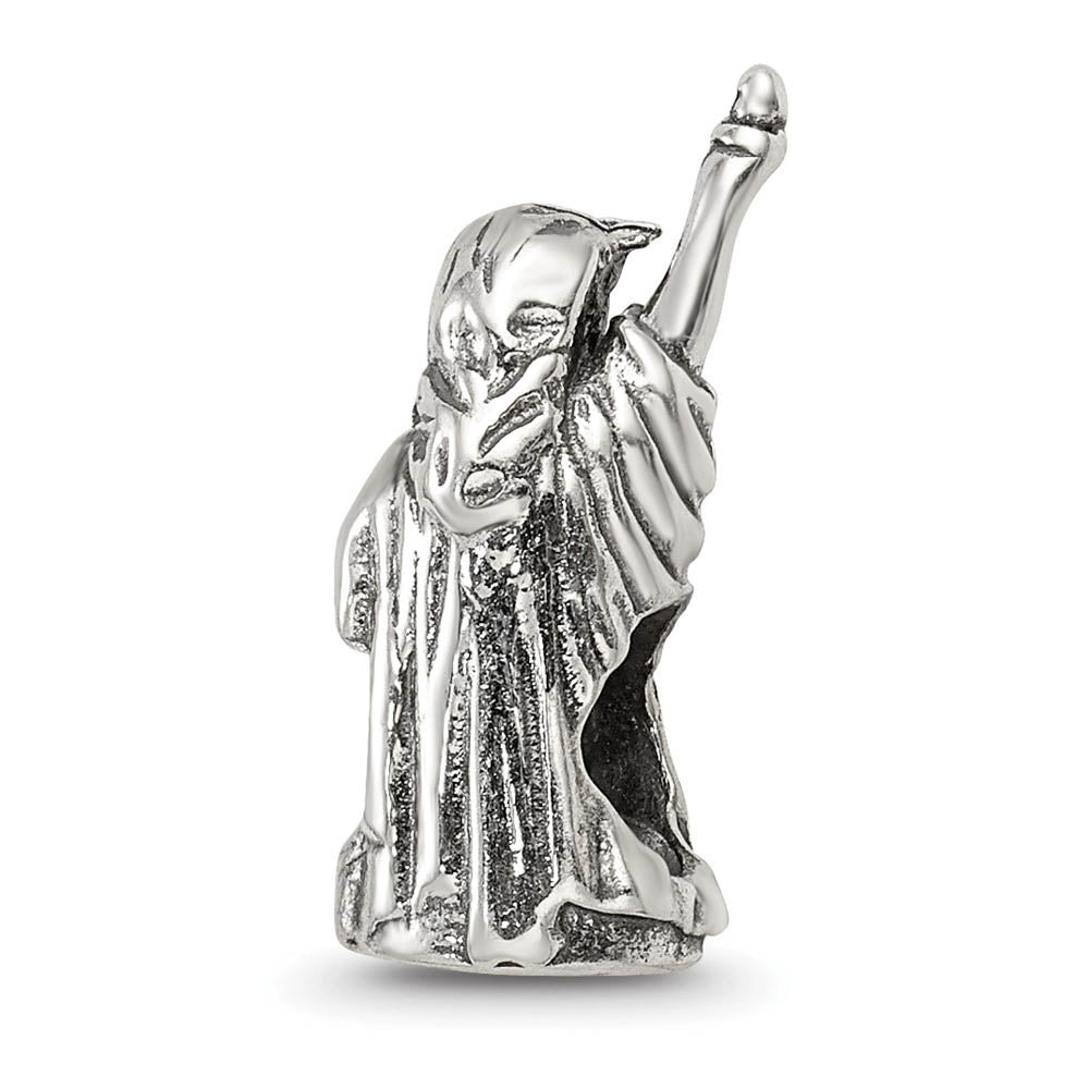 Alternate view of the 3D Statue of Liberty Bead Charm in Antiqued Sterling Silver by The Black Bow Jewelry Co.