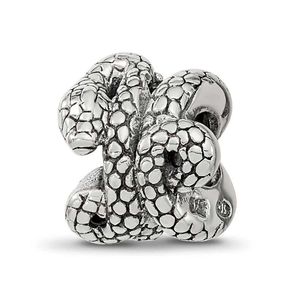 Antiqued Sterling Silver 3D Snake Bead Charm, Item B12281 by The Black Bow Jewelry Co.