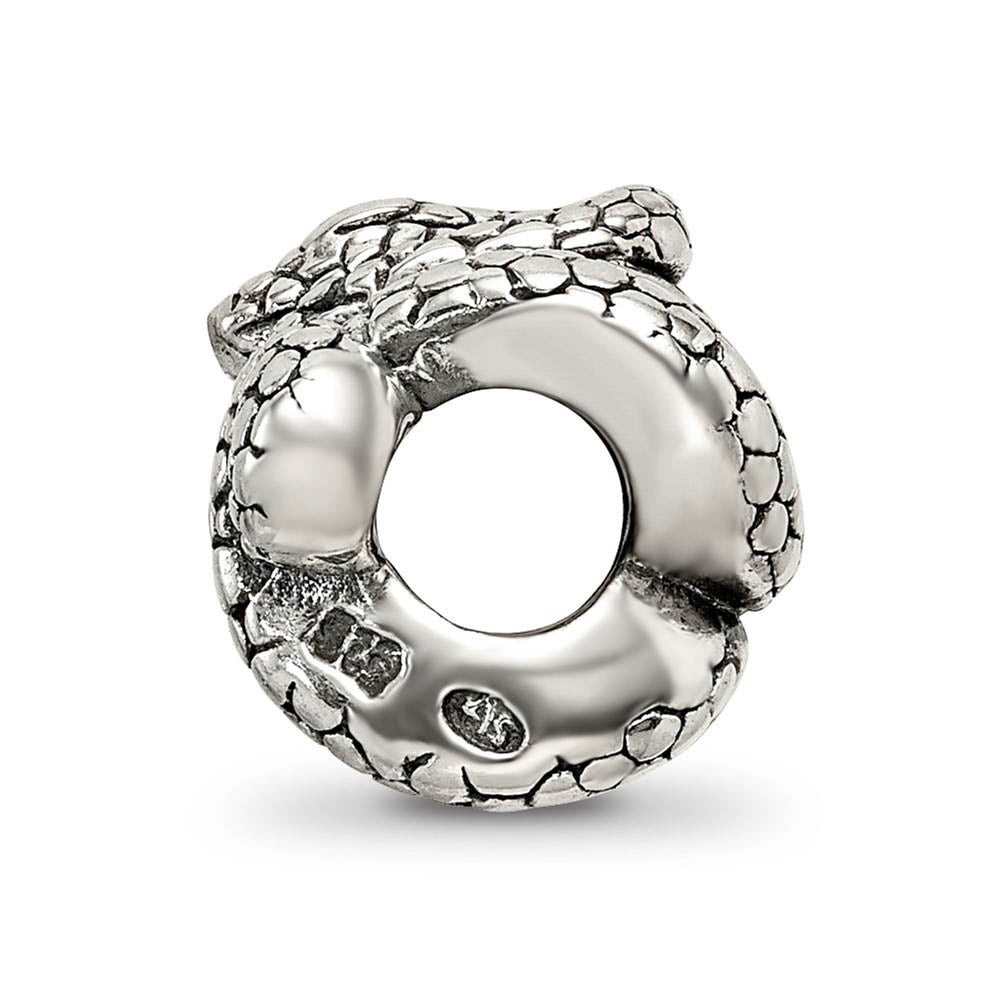 Alternate view of the Antiqued Sterling Silver 3D Snake Bead Charm by The Black Bow Jewelry Co.