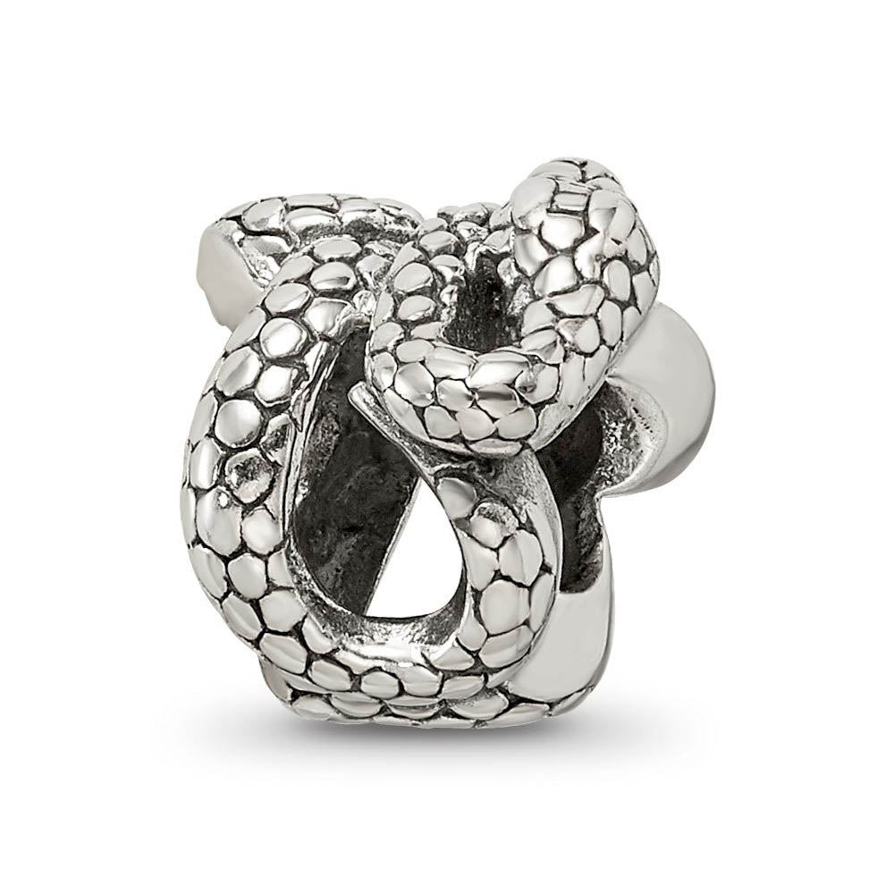 Alternate view of the Antiqued Sterling Silver 3D Snake Bead Charm by The Black Bow Jewelry Co.