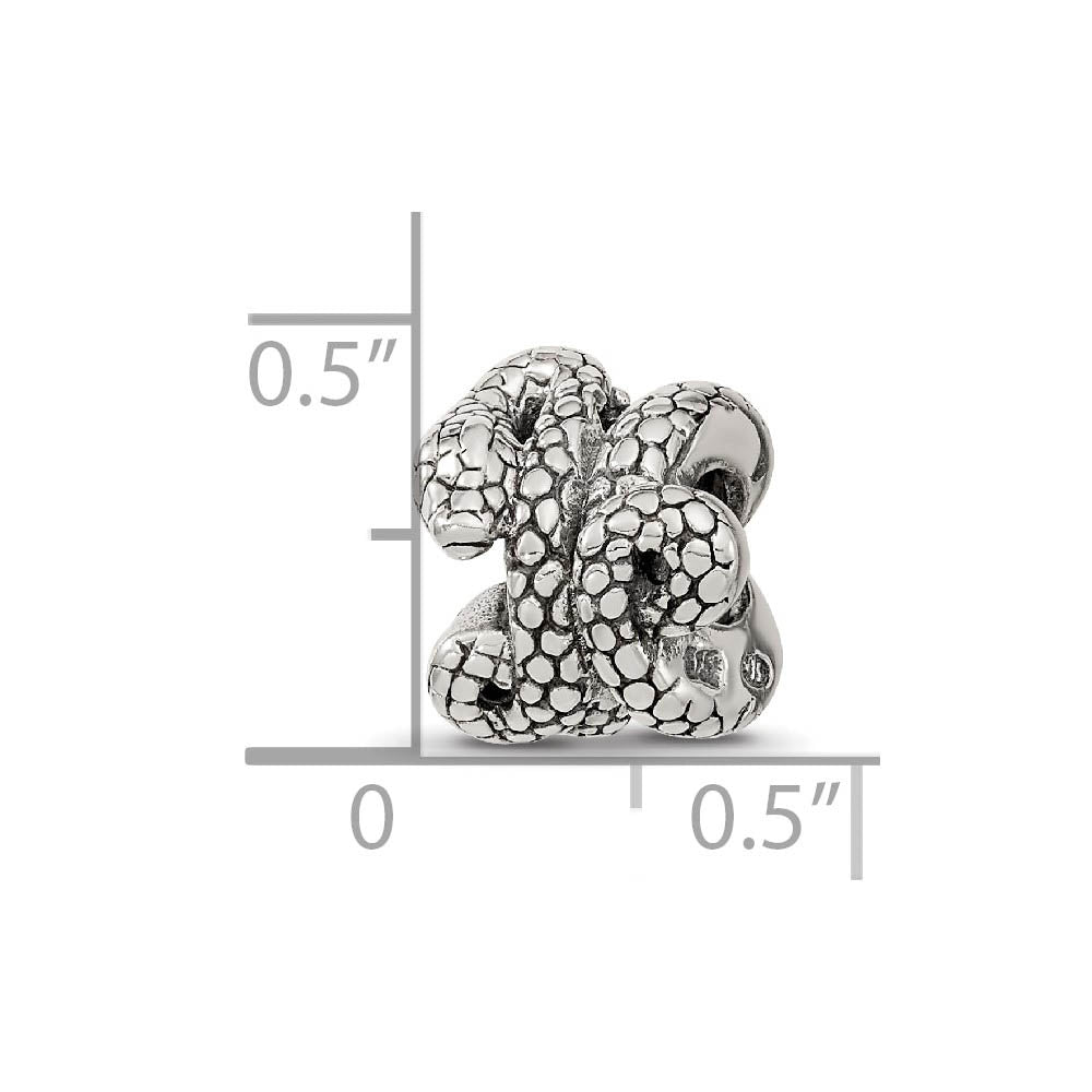 Alternate view of the Antiqued Sterling Silver 3D Snake Bead Charm by The Black Bow Jewelry Co.