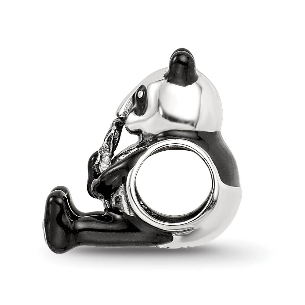Alternate view of the Black Enamel Panda Bead Charm in Antiqued Sterling Silver by The Black Bow Jewelry Co.