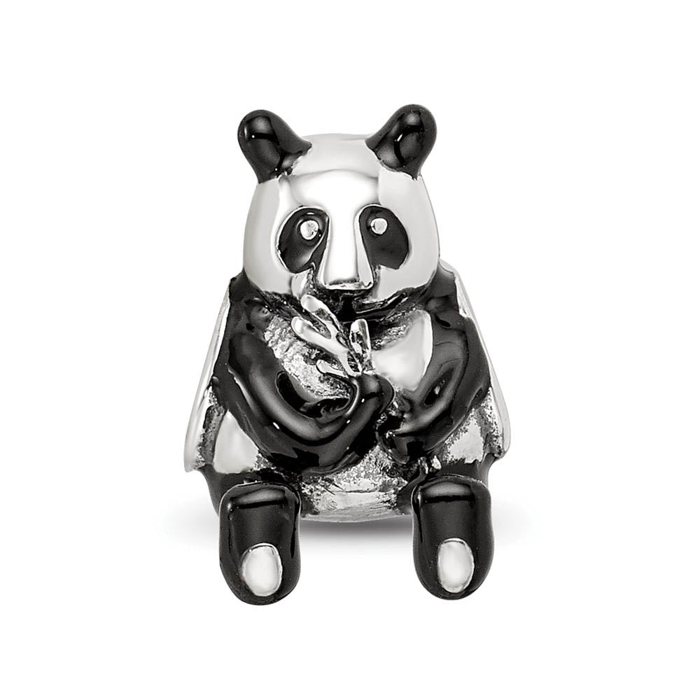 Alternate view of the Black Enamel Panda Bead Charm in Antiqued Sterling Silver by The Black Bow Jewelry Co.