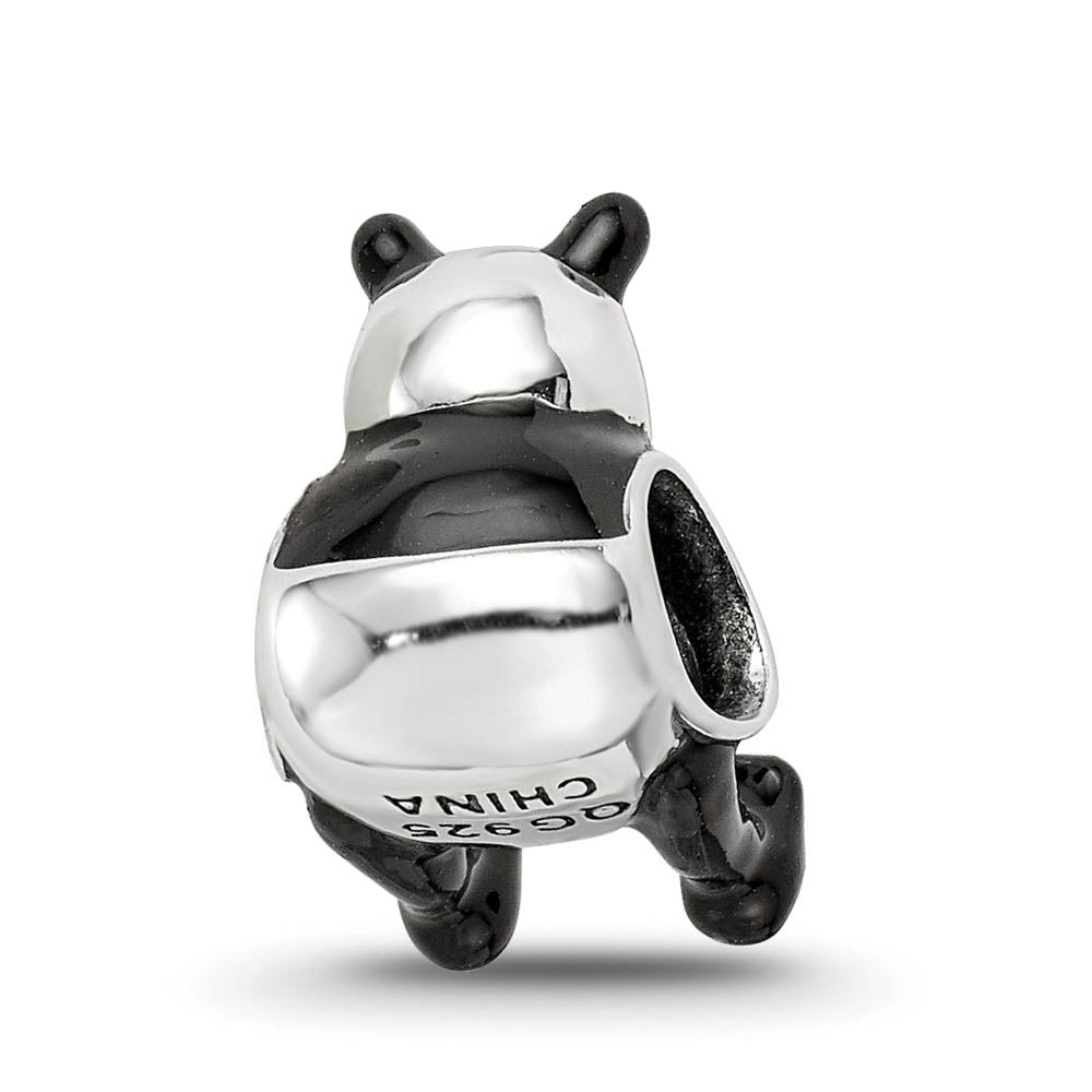 Alternate view of the Black Enamel Panda Bead Charm in Antiqued Sterling Silver by The Black Bow Jewelry Co.