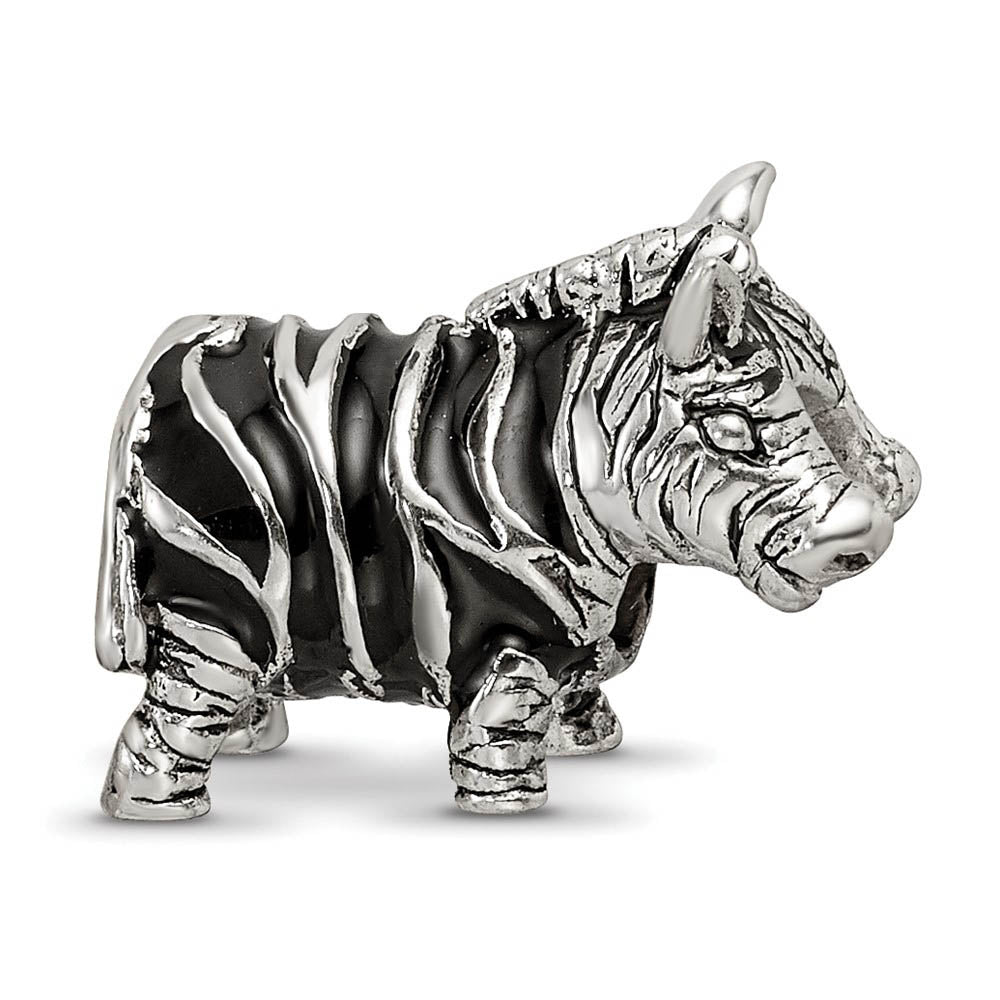 Sterling Silver Enameled Double Sided Zebra Bead Charm, Item B12286 by The Black Bow Jewelry Co.