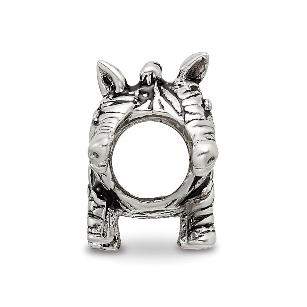 Alternate view of the Sterling Silver Enameled Double Sided Zebra Bead Charm by The Black Bow Jewelry Co.