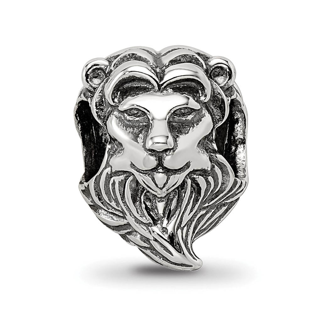 Alternate view of the Antiqued Sterling Silver Lion's Head Bead Charm by The Black Bow Jewelry Co.