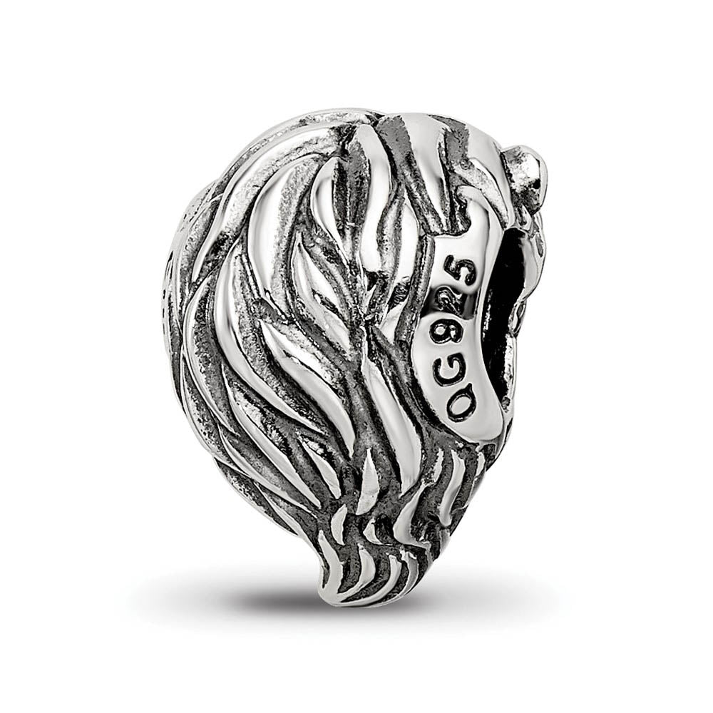 Alternate view of the Antiqued Sterling Silver Lion's Head Bead Charm by The Black Bow Jewelry Co.