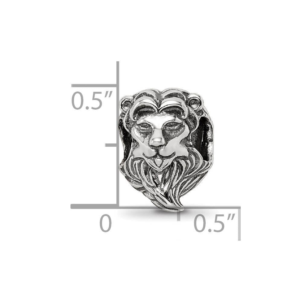 Alternate view of the Antiqued Sterling Silver Lion's Head Bead Charm by The Black Bow Jewelry Co.