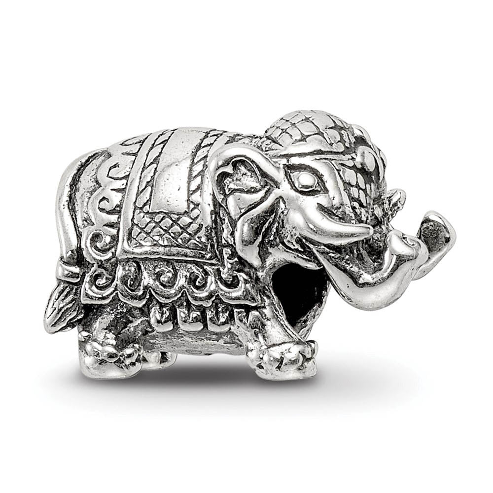 Double Sided Circus Elephant Bead Charm in Antiqued Sterling Silver, Item B12289 by The Black Bow Jewelry Co.