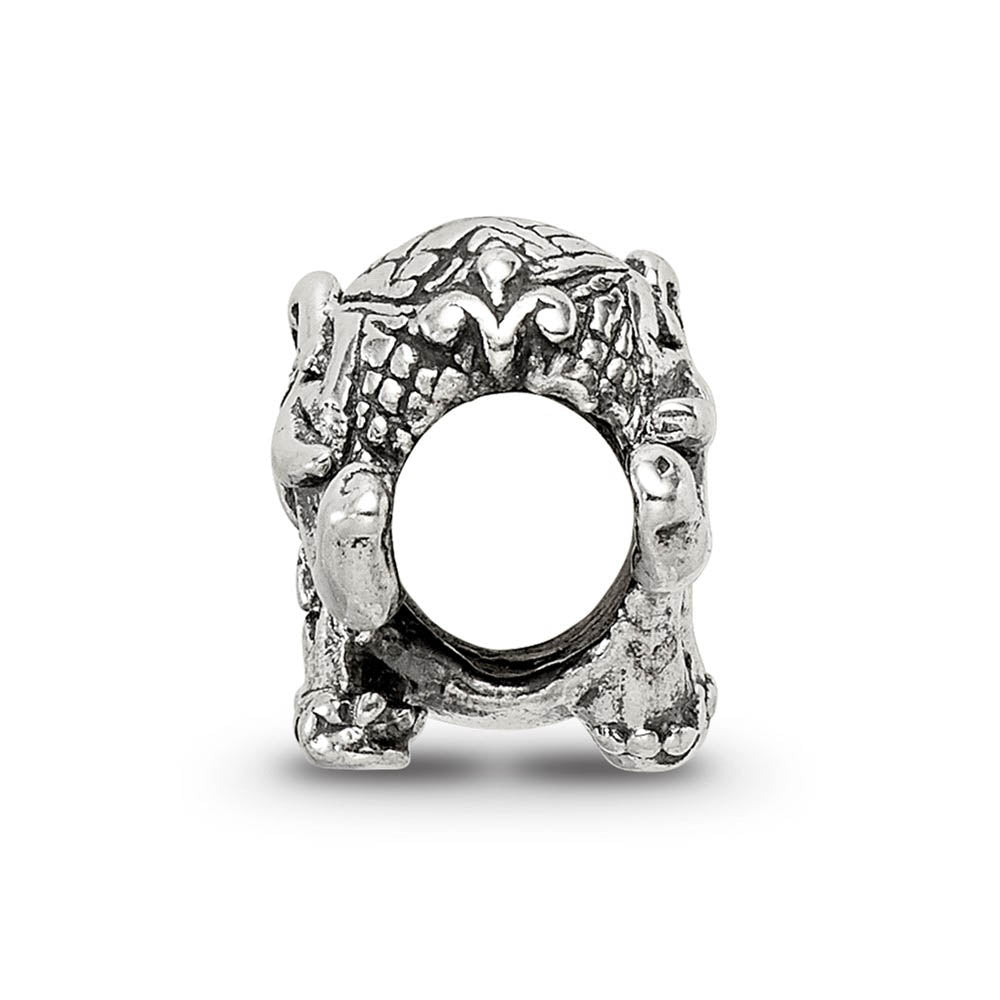 Alternate view of the Double Sided Circus Elephant Bead Charm in Antiqued Sterling Silver by The Black Bow Jewelry Co.