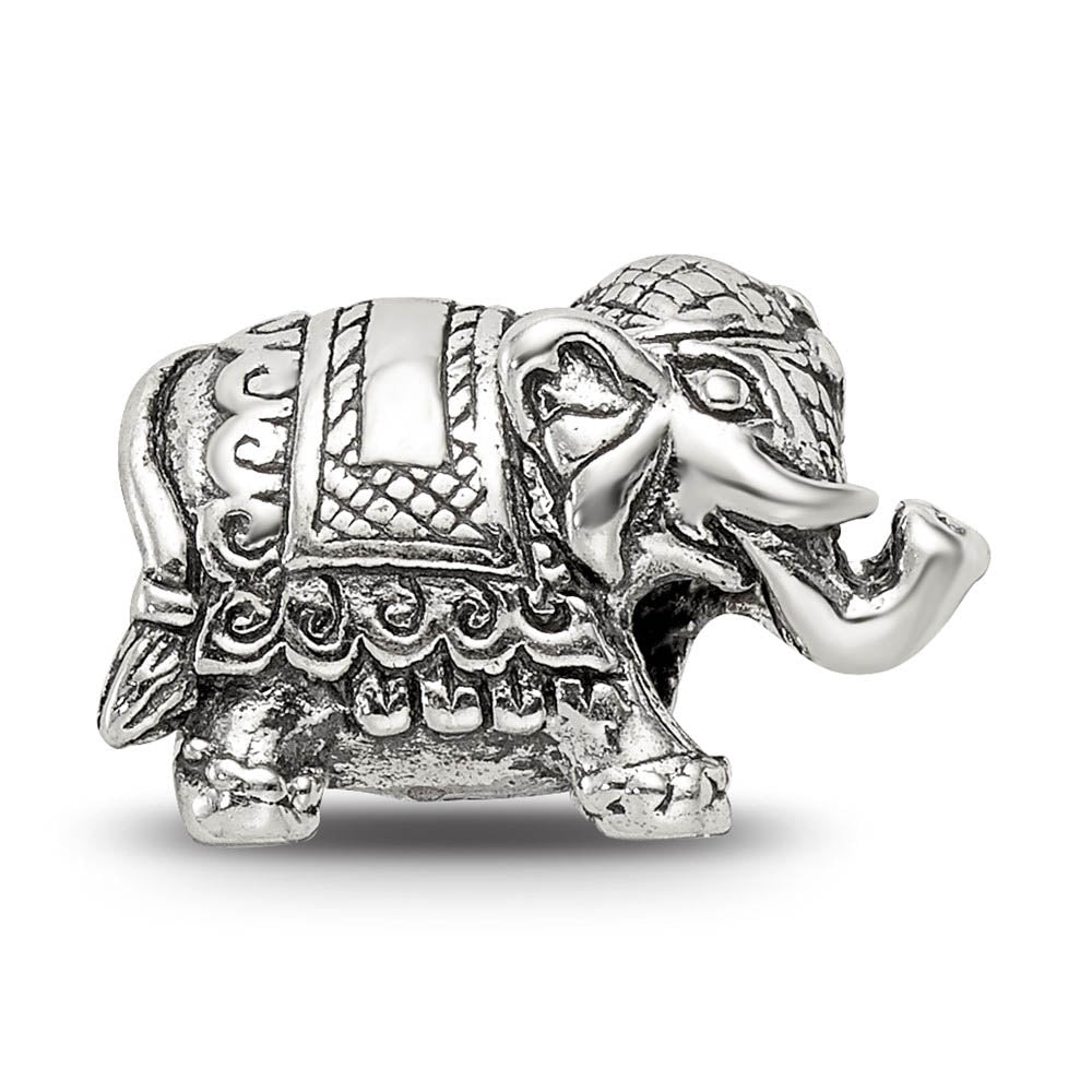 Alternate view of the Double Sided Circus Elephant Bead Charm in Antiqued Sterling Silver by The Black Bow Jewelry Co.