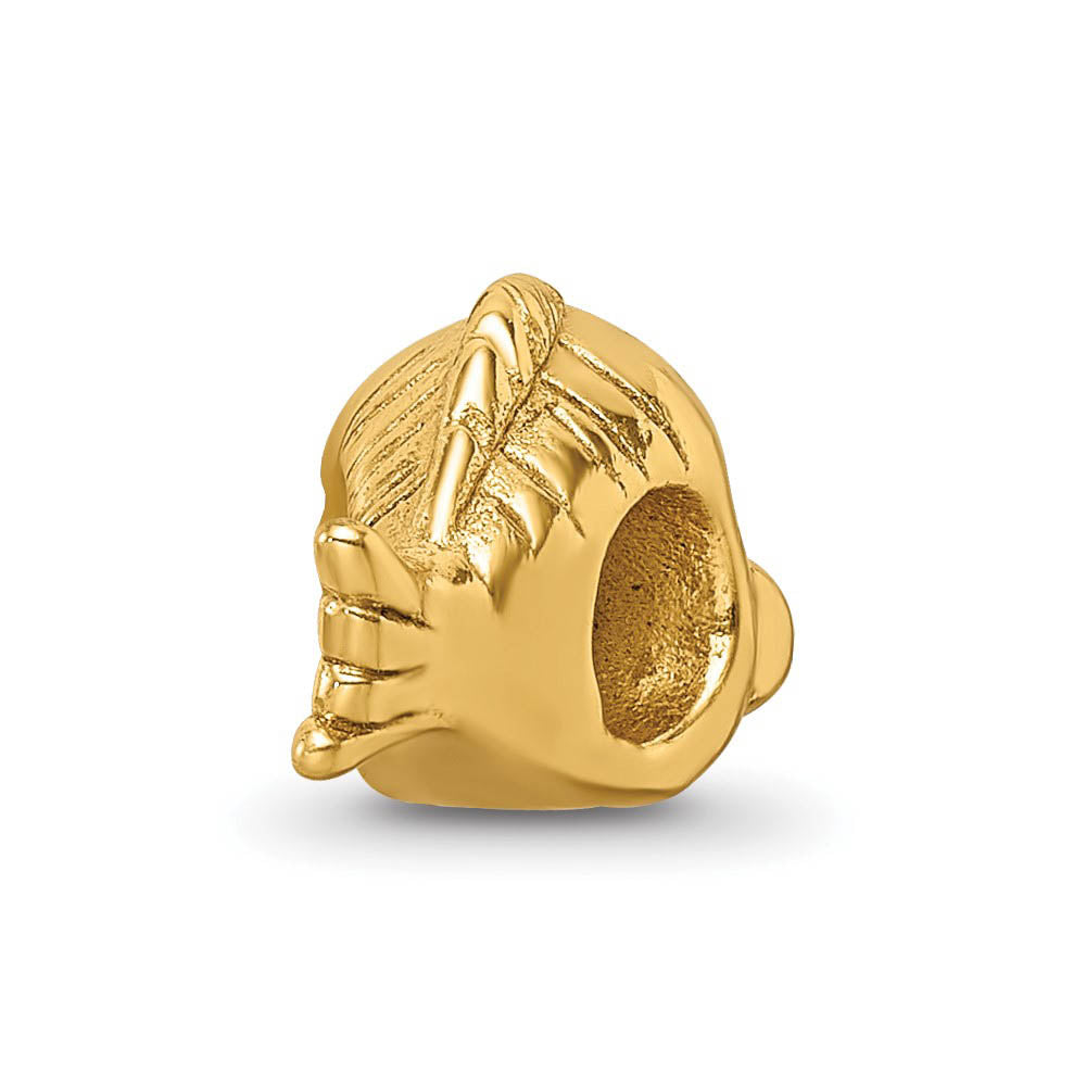 Alternate view of the Animated Fish Bead Charm in 14k Yellow Gold Plated Sterling Silver by The Black Bow Jewelry Co.