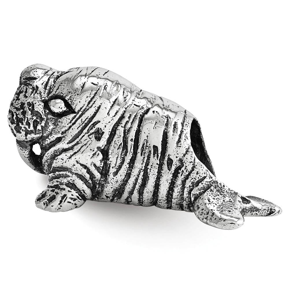 Antiqued Sterling Silver 3D Walrus Bead Charm, Item B12292 by The Black Bow Jewelry Co.
