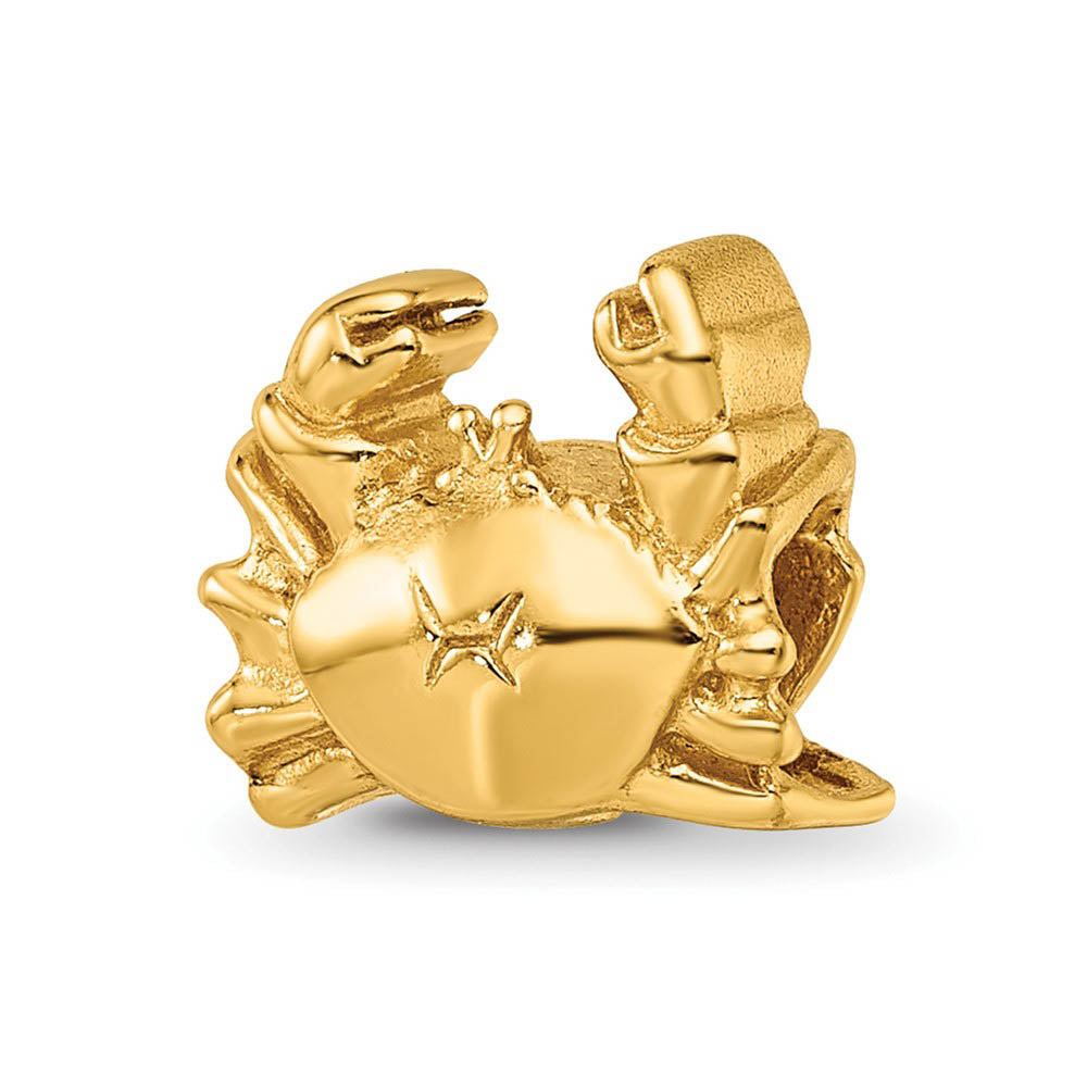 Crab Bead Charm in 14k Yellow Gold Plated Sterling Silver, Item B12293 by The Black Bow Jewelry Co.