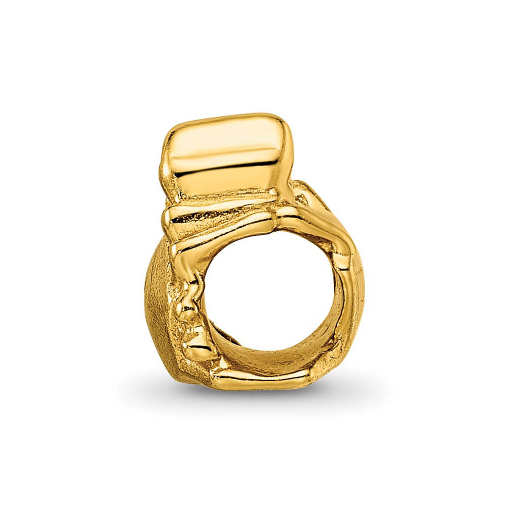 Alternate view of the Crab Bead Charm in 14k Yellow Gold Plated Sterling Silver by The Black Bow Jewelry Co.