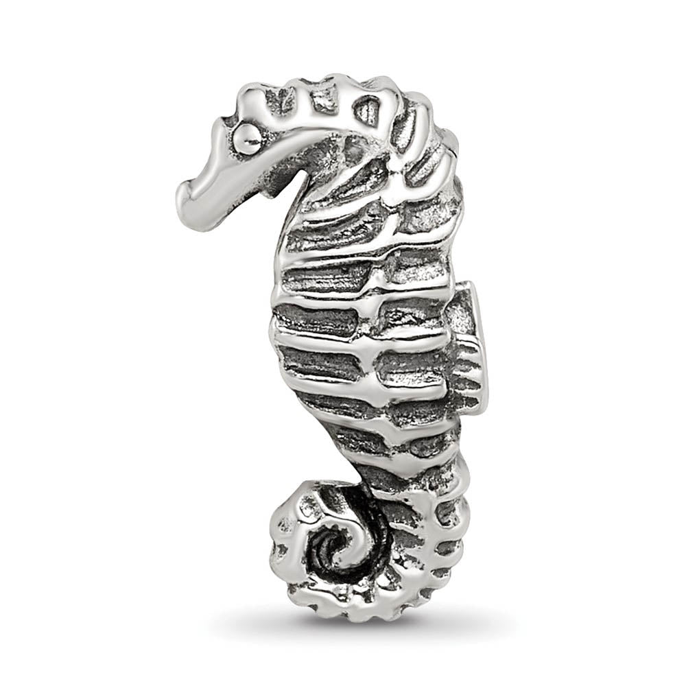 Alternate view of the Antiqued Sterling Silver 3D Seahorse Bead Charm by The Black Bow Jewelry Co.