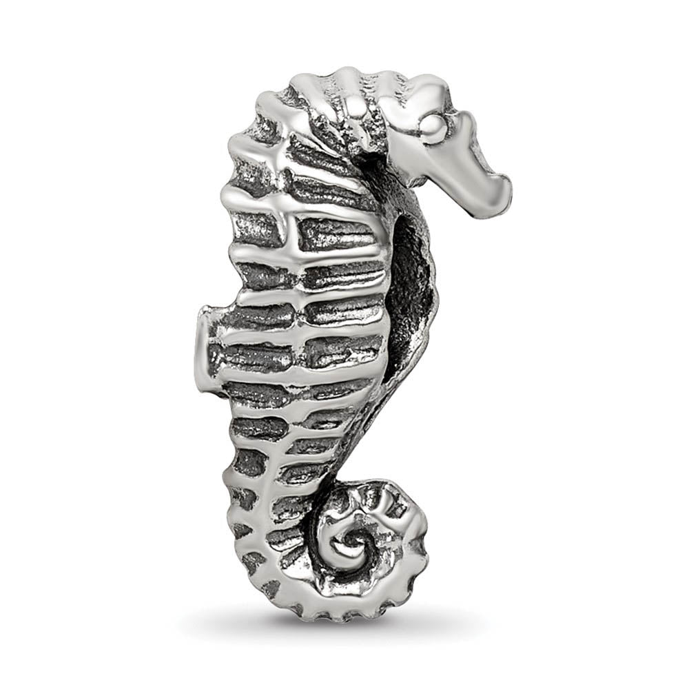 Alternate view of the Antiqued Sterling Silver 3D Seahorse Bead Charm by The Black Bow Jewelry Co.